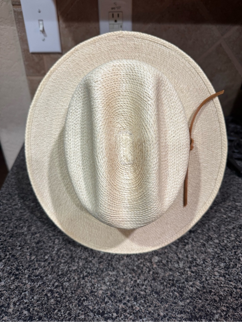 Sunbody hats palm leaf open road style fedora size 7 1/8 - Picture 3 of 5
